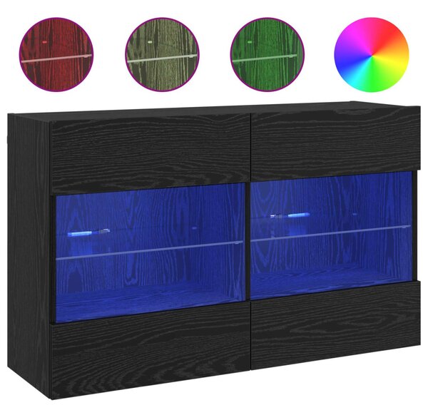 TV Fali Szekrény 98,5 x 30 x 60,5 cm Fekete tölgy Szerelt Fa