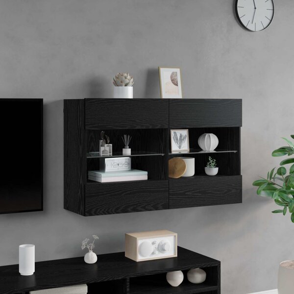 TV Fali Szekrény 98,5 x 30 x 60,5 cm Fekete tölgy Szerelt Fa