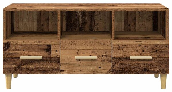 TV szekrény fiókkal Öreg fa 102 x 35,5 x 50 cm Faanyag