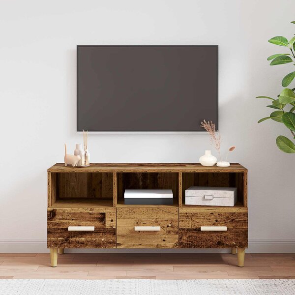 TV szekrény fiókkal Öreg fa 102 x 35,5 x 50 cm Faanyag
