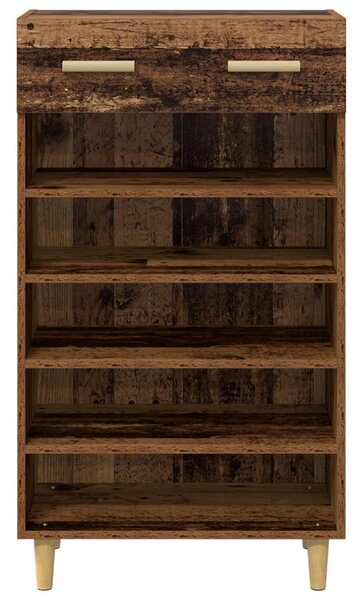 Cipőszekrény fiókkal polcokkal Öreg fa 60 x 35 x 105 cm Faanyag