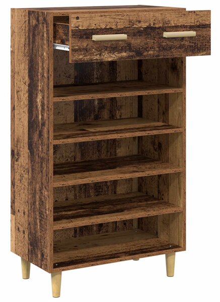 Cipőszekrény fiókkal polcokkal Öreg fa 60 x 35 x 105 cm Faanyag