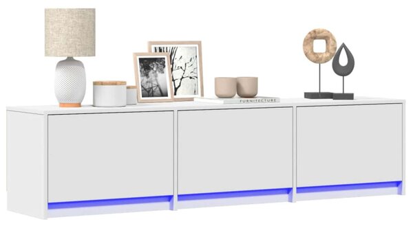 TV szekrény leddel fiókkal Fehér 165 x 34 x 40 cm Faanyag