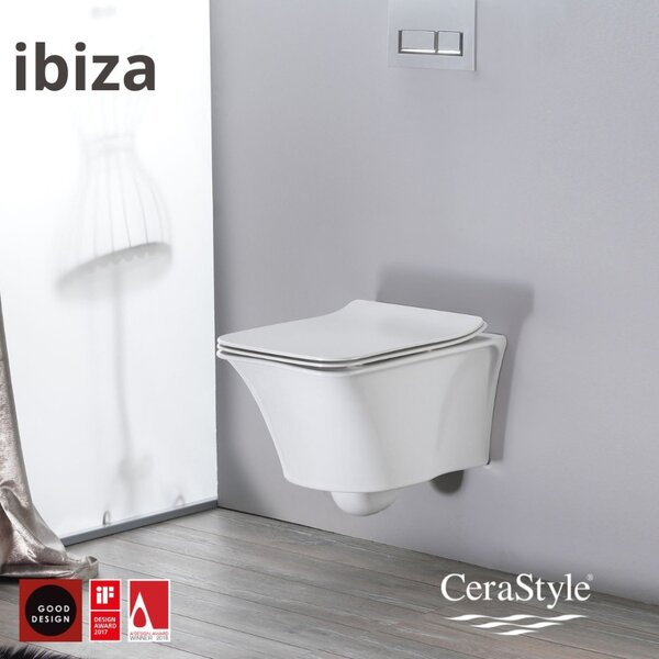 CeraStyle IBIZA fali WC - szögletes - rimless - perem nélküli - 51 cm