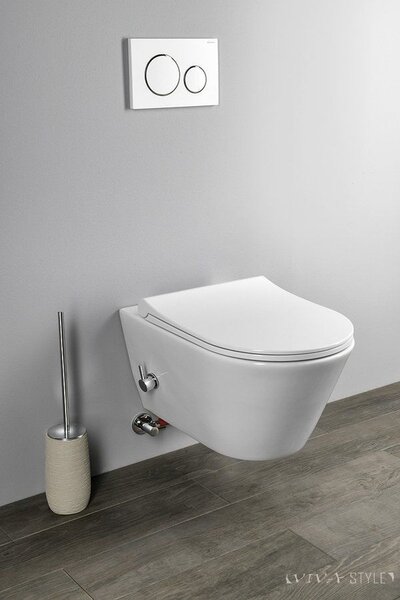 Sanovit AVVA fali WC - BEÉPÍTETT bidé funkcióval - rimless - perem nélküli - 53 cm