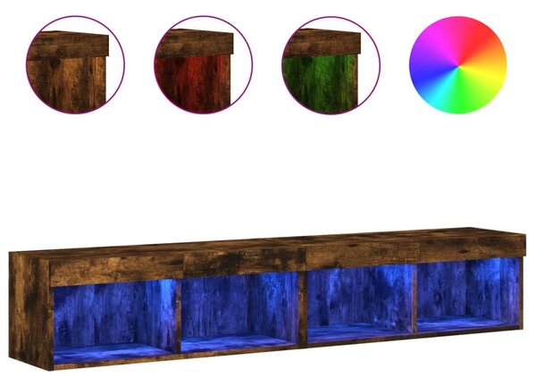2 db füstös tölgy színű TV-szekrény LED-ekkel 80 x 30 x 30 cm