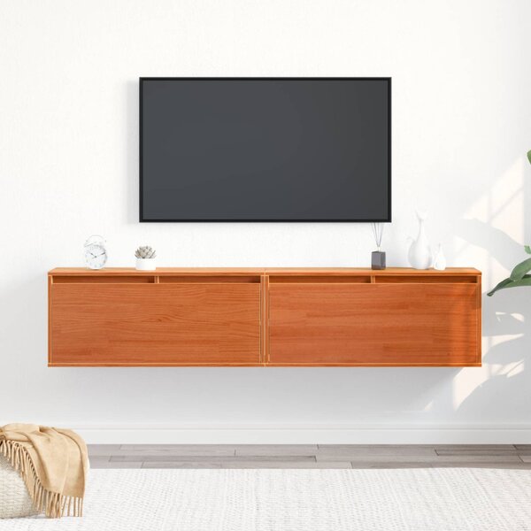 VidaXL Fali Szekrény 2 pcs Faggyú barna 80 x 30 x 35 cm Tömör fenyőfa