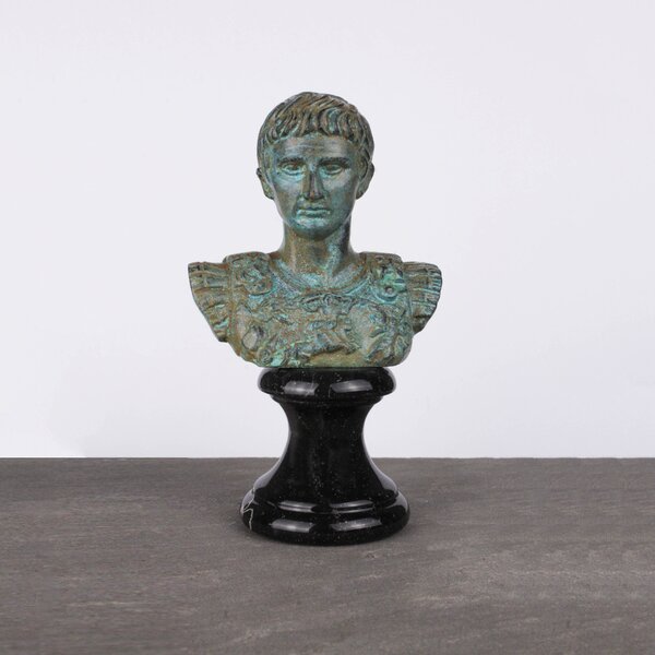 Augustus Cézár Mellszobor (Bronz) kis miniszobor zöld