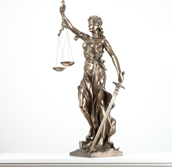 Lady Justice szobor (nagy, hidegen öntött bronz szobor) Görög-római