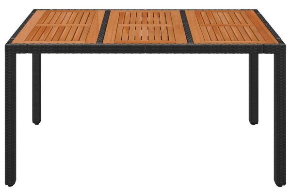Fekete polyrattan falapos kerti asztal 150 x 90 x 75 cm