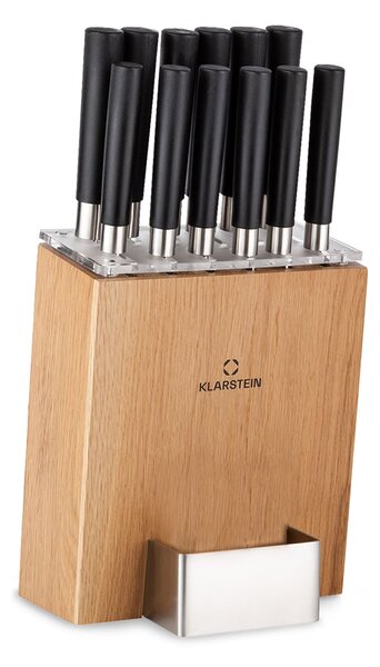 Klarstein Kitano XL, 13 darabos késkészlet tömbbel, 12 késsel, acél, luxus fa blokk