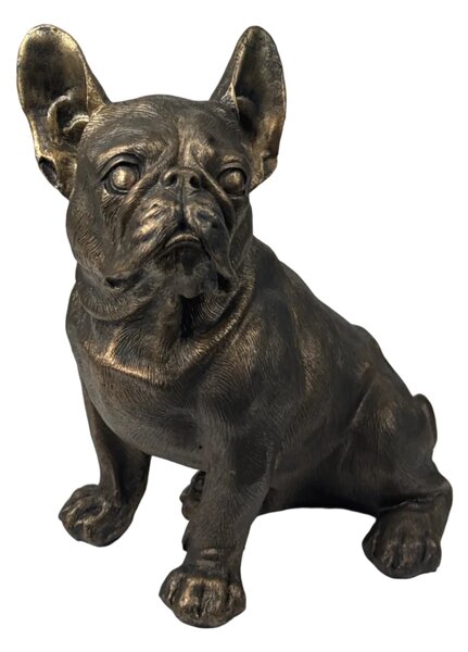 Ülő bulldog szobor – állatbarát lakásdekor bronz hatással