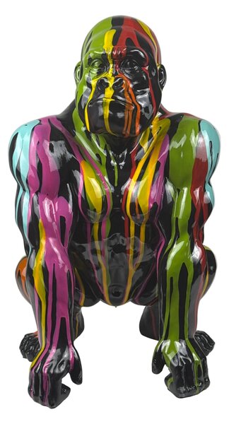 Pop art gorilla szobor – modern dzsungel dísz színes stílusban