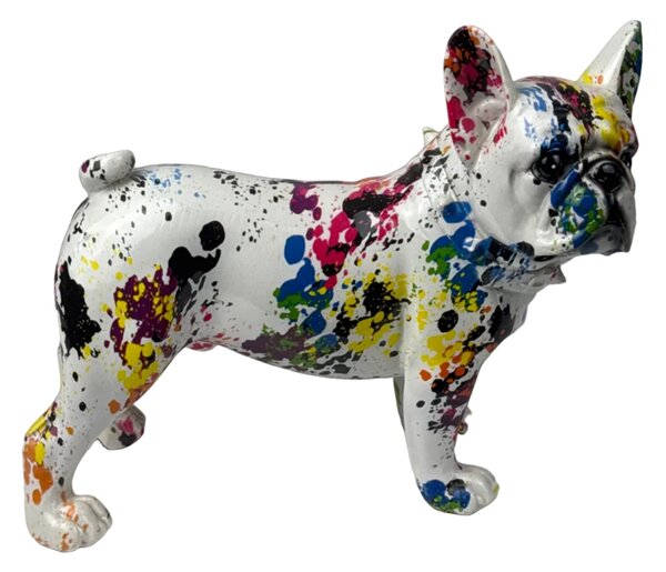 Pop art bulldog szobor – színes fröcskölt kutya dekoráció