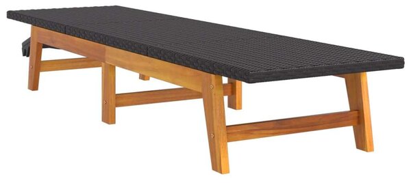 VidaXL Napozóágy - 2 db - Fekete/Barna - Akácfa/Polyrattan