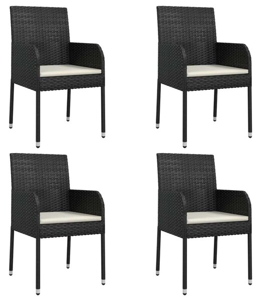 Polyrattan Kerti Étkezőgarnitúra - 5 részes - Fekete