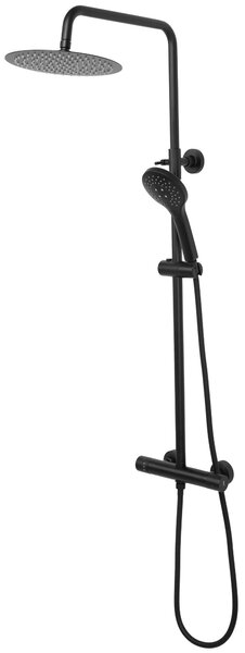 Rea Vincent, zuhanygarnitúra termosztatikus csapteleppel és esőfejjel 25 cm, fekete matt, REA-P6600