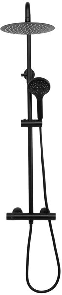 Rea Vincent, zuhanygarnitúra termosztatikus csapteleppel és esőfejjel 25 cm, fekete matt, REA-P6600