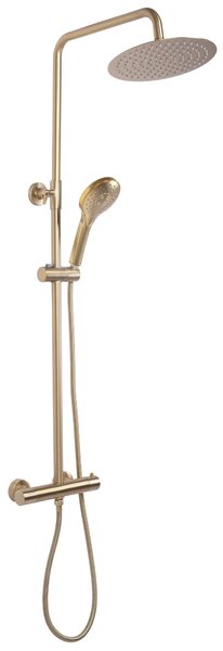 Rea Vincent, zuhanygarnitúra termosztatikus csapteleppel és esőfejjel 25 cm, arany matt, REA-P6602