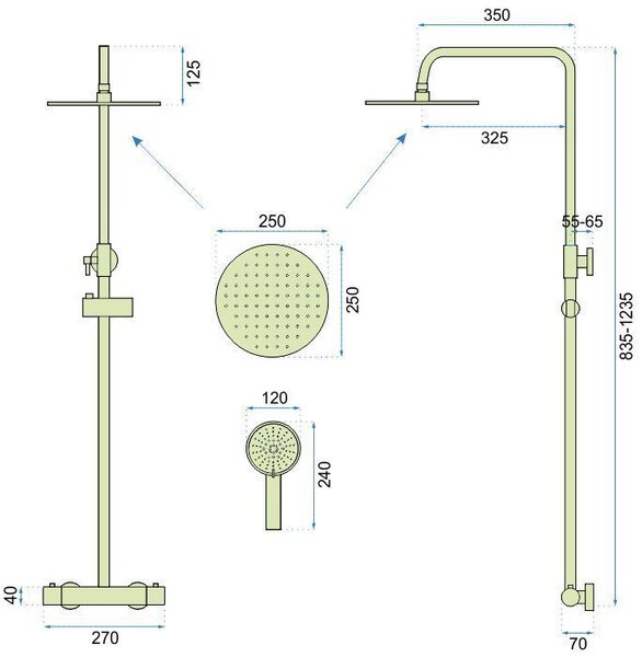 Zuhanyszett Termosztátos REA VINCENT NICKEL BRUSH INOX