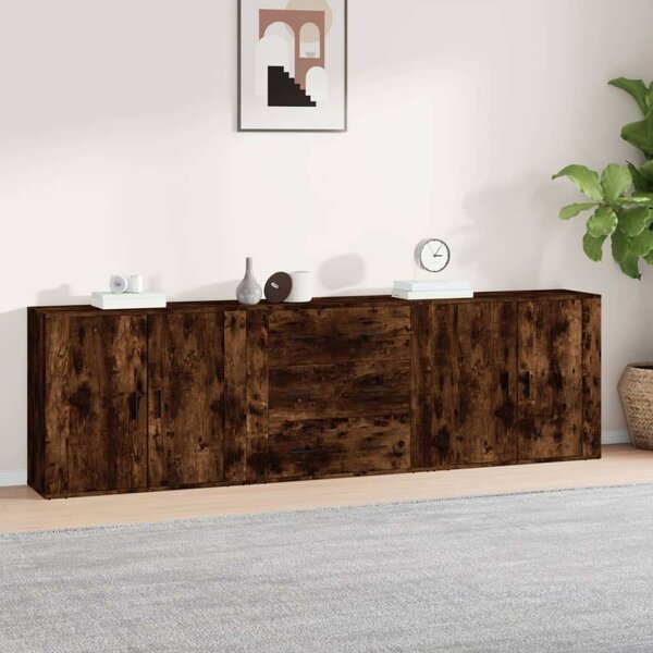 VidaXL Füstös Tölgy Tálalószekrény - 3 db - 80x33x70 cm