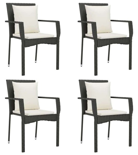 Polyrattan Kerti Étkezőgarnitúra - 5 részes - Fekete