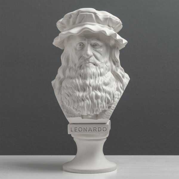 Leonardo da Vinci mellszobor – A reneszánsz mestere (fehér)