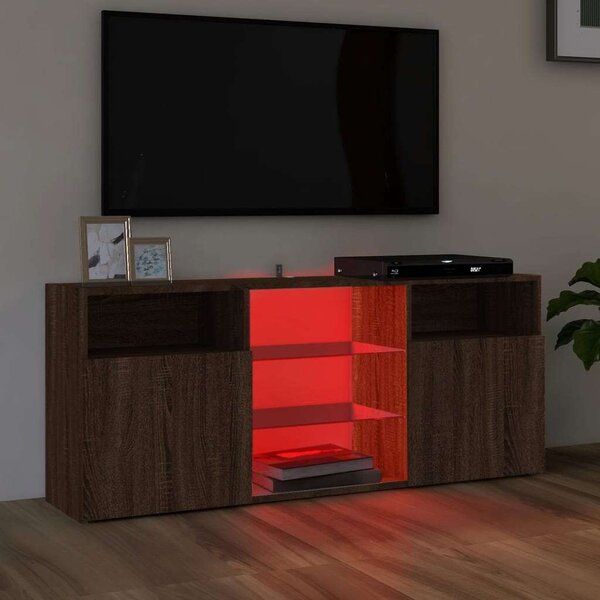 Modern LED TV Szekrény - Barna Tölgy - 120x30x50 cm