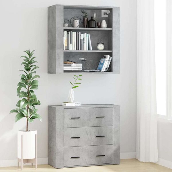 VidaXL Magas Szekrény - Betonszürke - 3 Fiók - 80x33x150cm