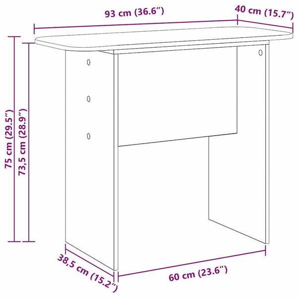 Konzolasztal Fehér 93 x 40 x 75 cm Faanyag