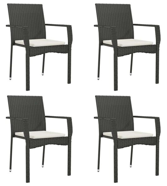 VidaXL 5 részes fekete polyrattan kerti étkezőgarnitúra párnákkal