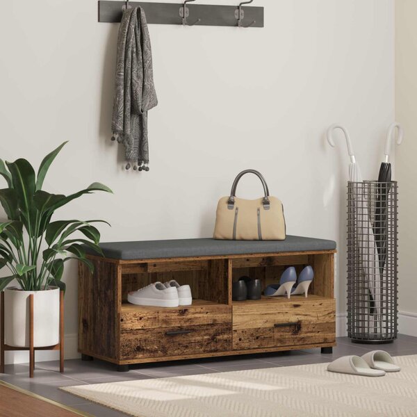 Előtér pad Öreg fa 100 x 38 x 46 cm Műanyag Fa és Szövet