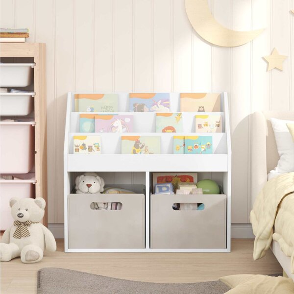 Gyerek Könyvespolc tárolóval Fehér 72,5 x 29,5 x 69 cm Faanyag