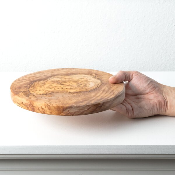 Kézműves olajfa kerek vágódeszka (22 cm)
