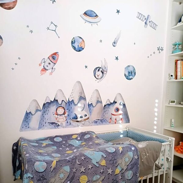 INSPIO - átragasztható textil matrica - Falmatricák - Űrhajósok és világűr fiúknak