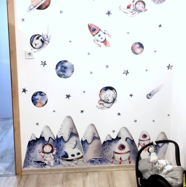 INSPIO - átragasztható textil matrica - Falmatricák - Űrhajósok és világűr fiúknak