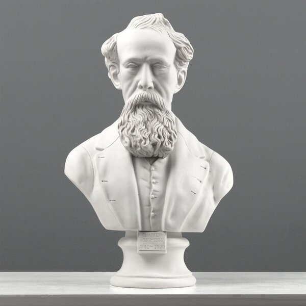 Charles Dickens márvány mellszobor – angol író dekoráció