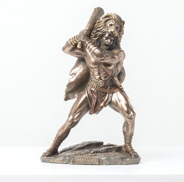 Herkules szobor oroszlánbőrrel és bunkósbottal – Bronz figura