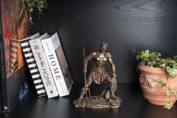 Retiarius gladiátor szobor – római hálós harcos bronz szobor