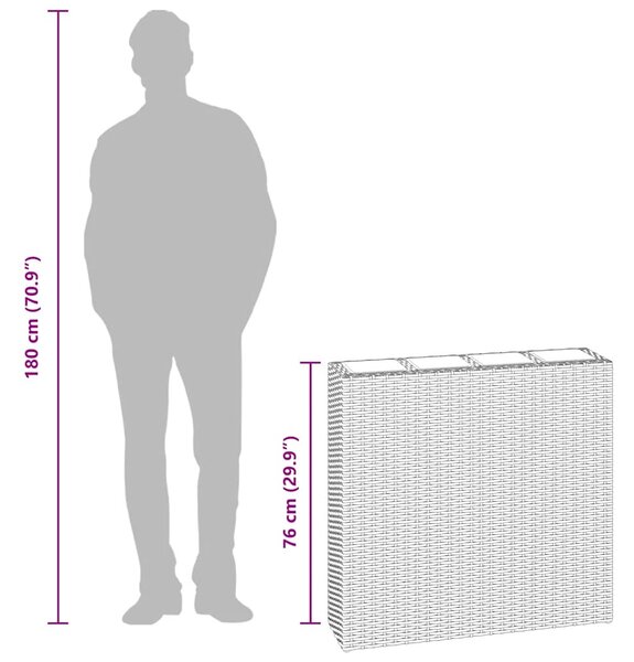 Barna polyrattan kerti magaságyás 4 kaspóval