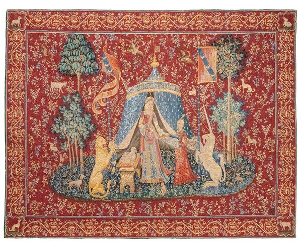 A hölgy és az unikornis gobelin faliszőnyeg (jacquard szövés)