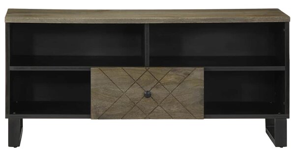 Fekete tömör mangófa TV-szekrény 100 x 33 x 46 cm