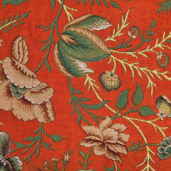 Narancssárga párnahuzat, bazsarózsa – Toile de Jouy botanikai design