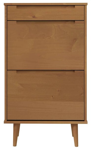 MOLDE barna tömör fenyőfa cipőszekrény 59,5 x 35 x 103 cm