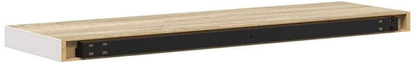 2 db fehér-tölgyszínű MDF lebegő fali polc 90 x 23,5 x 3,8 cm
