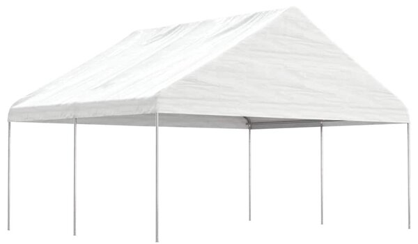 Fehér polietilén pavilon tetővel 4,46 x 5,88 x 3,75 m
