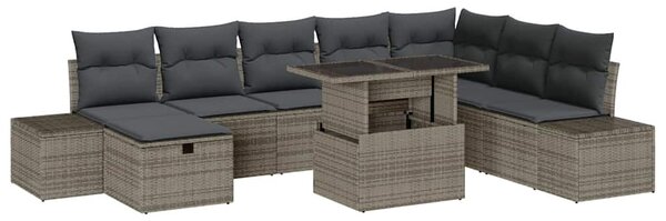 VidaXL Kerti Kanapé Szett 11 pcs Szürke Poli rattan
