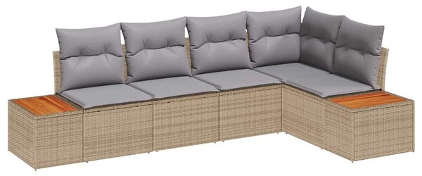 VidaXL Kerti Kanapé Szett 5 pcs bézs és világosszürke Poli rattan