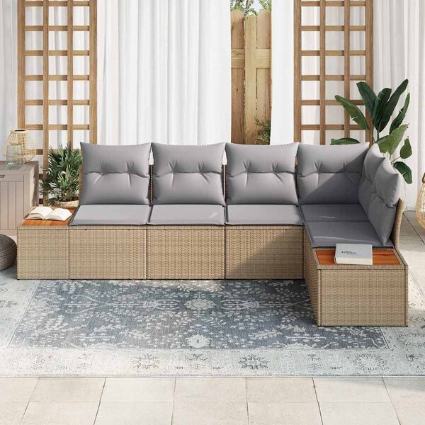 VidaXL Kerti Kanapé Szett 5 pcs bézs és világosszürke Poli rattan