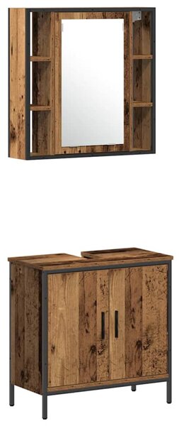 Fürdőszoba bútor szett 4 pcs Barna 33 x 33 x 185.5 cm Faanyag